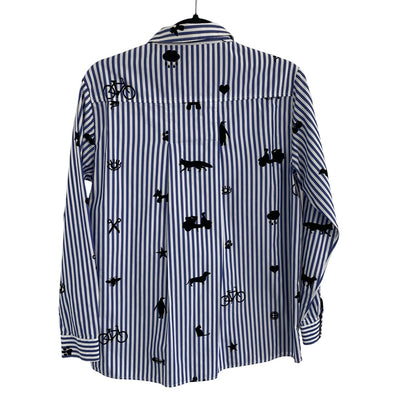 Vilagallo Nina Stripe Floc Shirt Pure Cotton Button Front Womens 42 / US Large