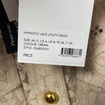 NWT Zimmermann Hypnotic Lace Belted Mini Utility Shirt Dress Cream AUS 0 / US 4
