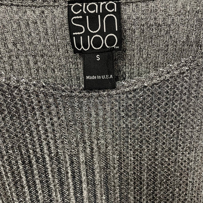 Clara Sun Woo Silver Metallic Knotted Front 3/4 Sleeve Top Womens Small