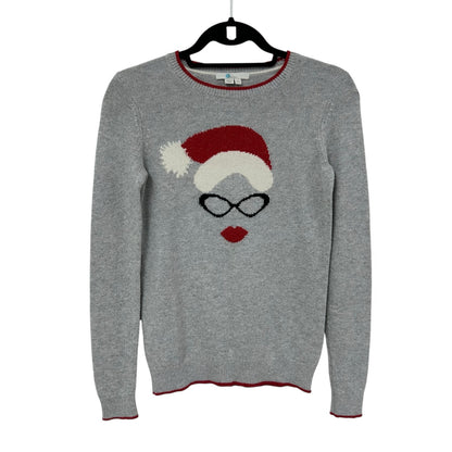 Boden Gray Red Long Sleeve Crewneck Pullover Christmas Sweater Womens XS