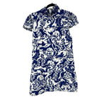 Alice + Olivia Blue & White Karisse Cap Sleeve Mock Neck Mini Dress Womens 10