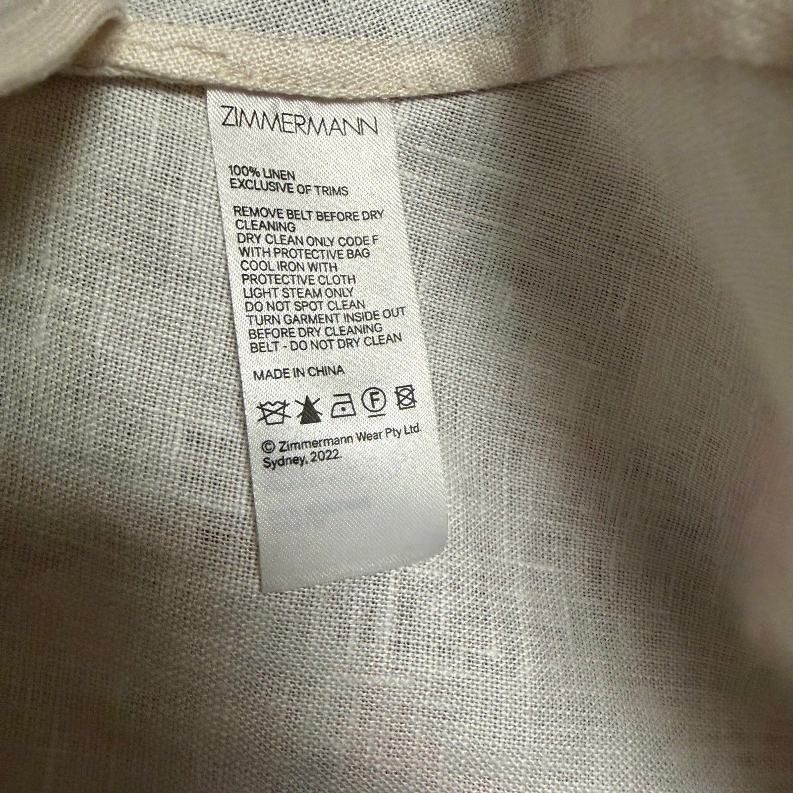Zimmermann Wonderland Belted Floral Print Linen Mini Dress Size AU 0 / US 4