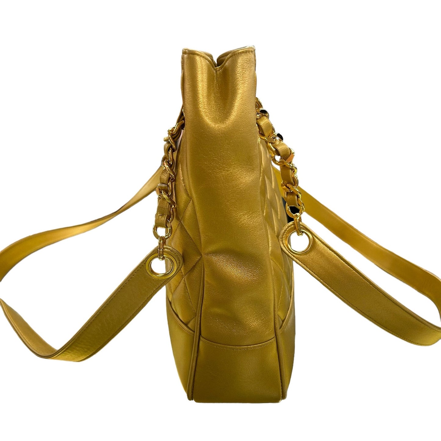 Chanel Gold Coco Ball Matelassé Chain Leather Shoulder Tote Bag