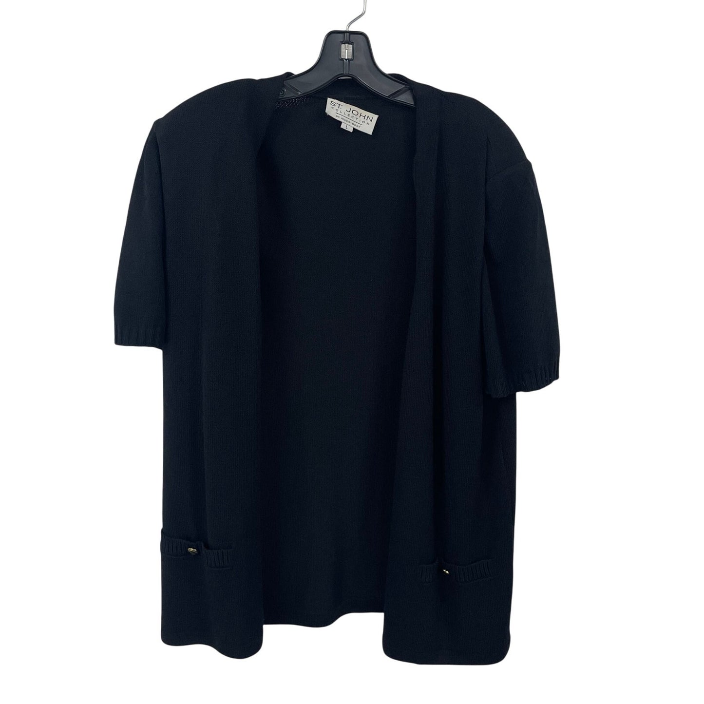 St. John Collection by Marie Gray Short Sleeve Santana Knit Cardigan Black Large