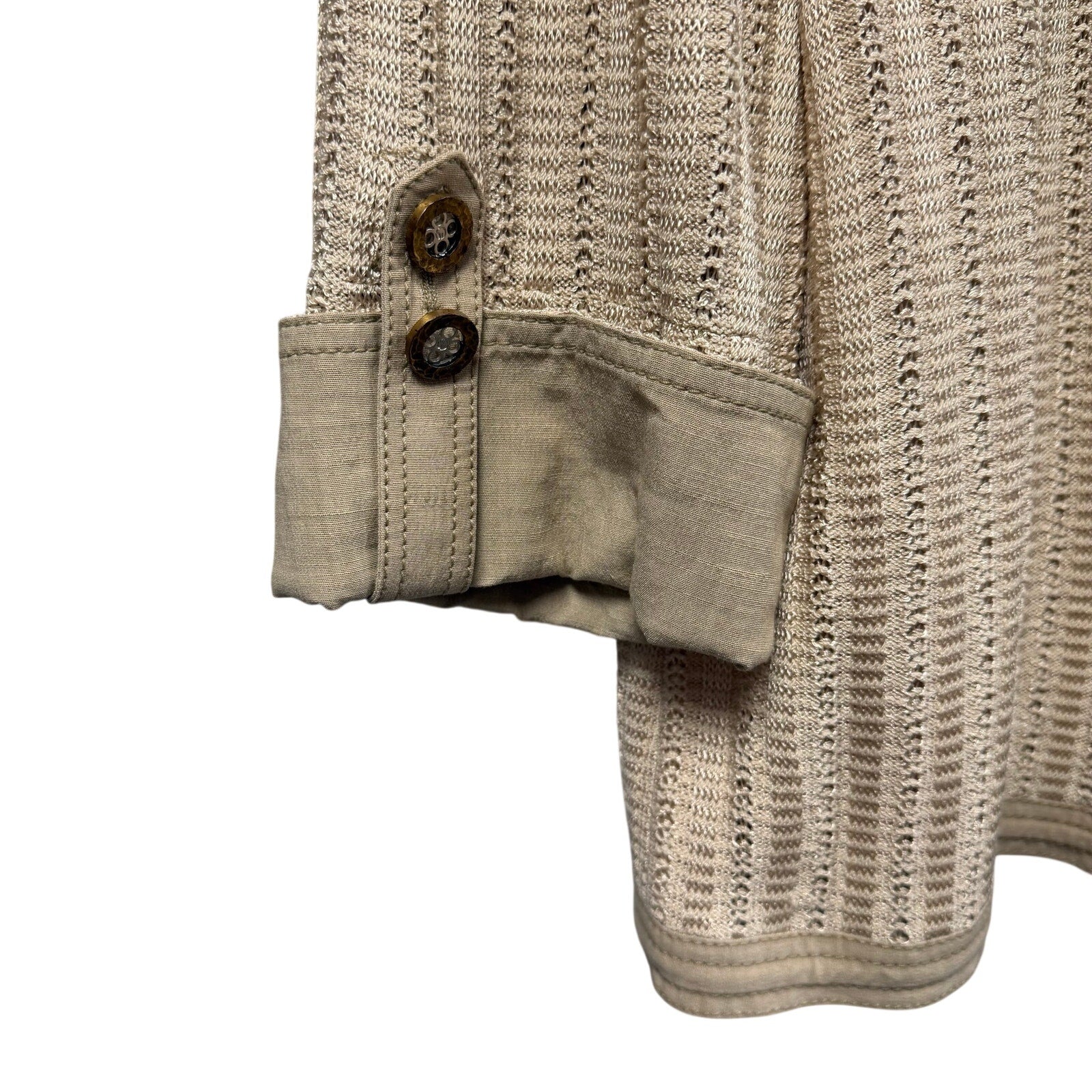 St. John Sport Beige Pointelle Knit Zip Up Cinch Waist Jacket Womens Size Medium