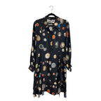 Libertine Cameos Printed Fit & Flare Ruffle Silk Dress Womens Large $2600