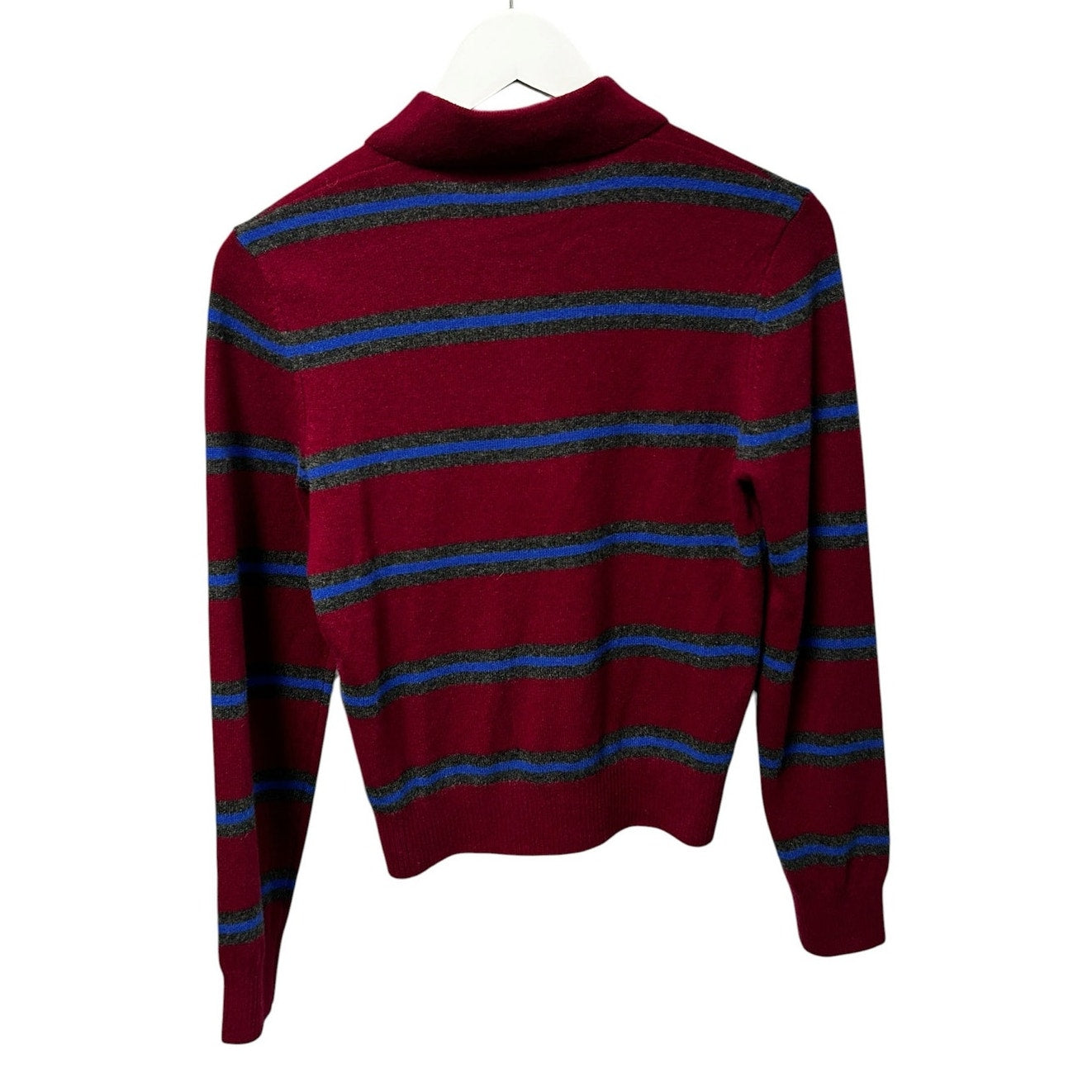 NWT Staud Crimson Stripe Gemma Cashmere Classic Fit Sweater Womens Small