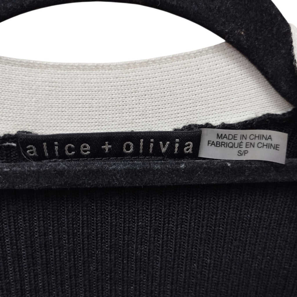Alice + Olivia Womens Alcina Rib Knit Midi Sweater Dress Small Wool Blend Preppy