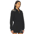 NWT Area Embellished Crystal Cluster Cutout Zip Sweatshirt Black XS Grunge Glam