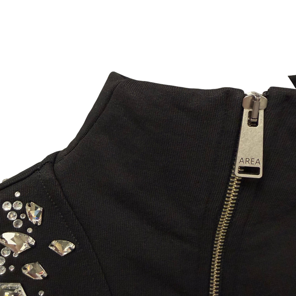 NWT Area Embellished Crystal Cluster Cutout Zip Sweatshirt Black XS Grunge Glam