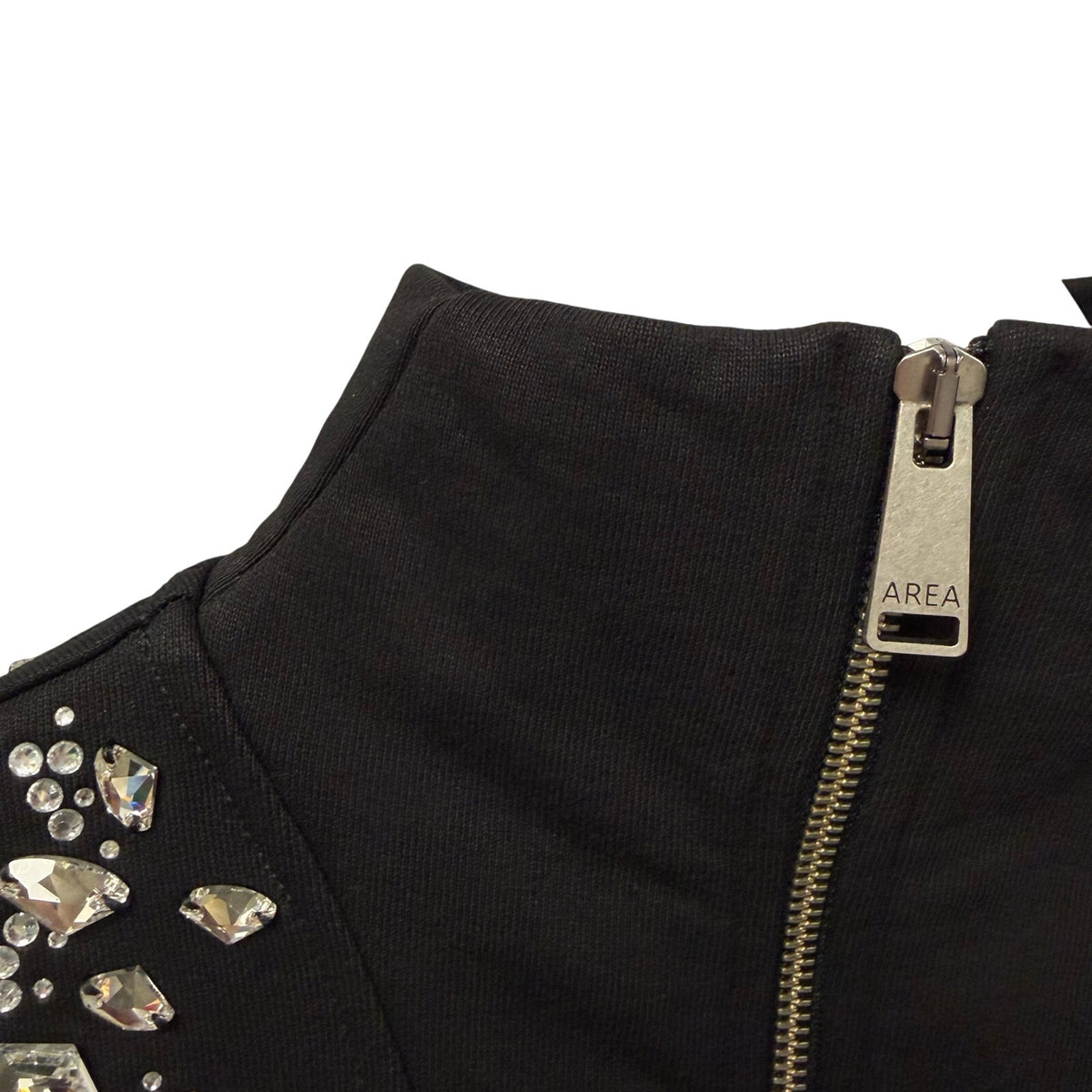 NWT Area Embellished Crystal Cluster Cutout Zip Sweatshirt Black XS Grunge Glam
