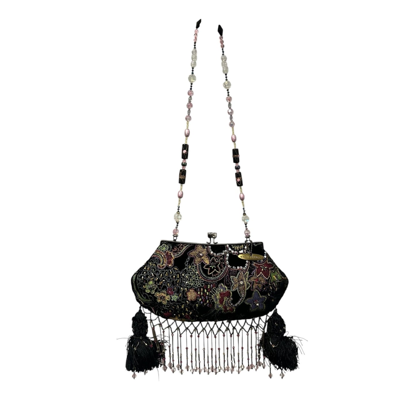 Vintage Mary Frances Sequin Rhinestone Embellished Beaded Fringe Evening Bag