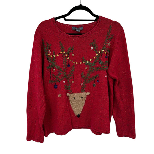 Vintage Northern Isles Red Multicolor Reindeer Christmas Sweater Womens XL