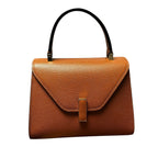 Valextra Havana Brown Iside Foldover Mini Top Handle Leather Bag