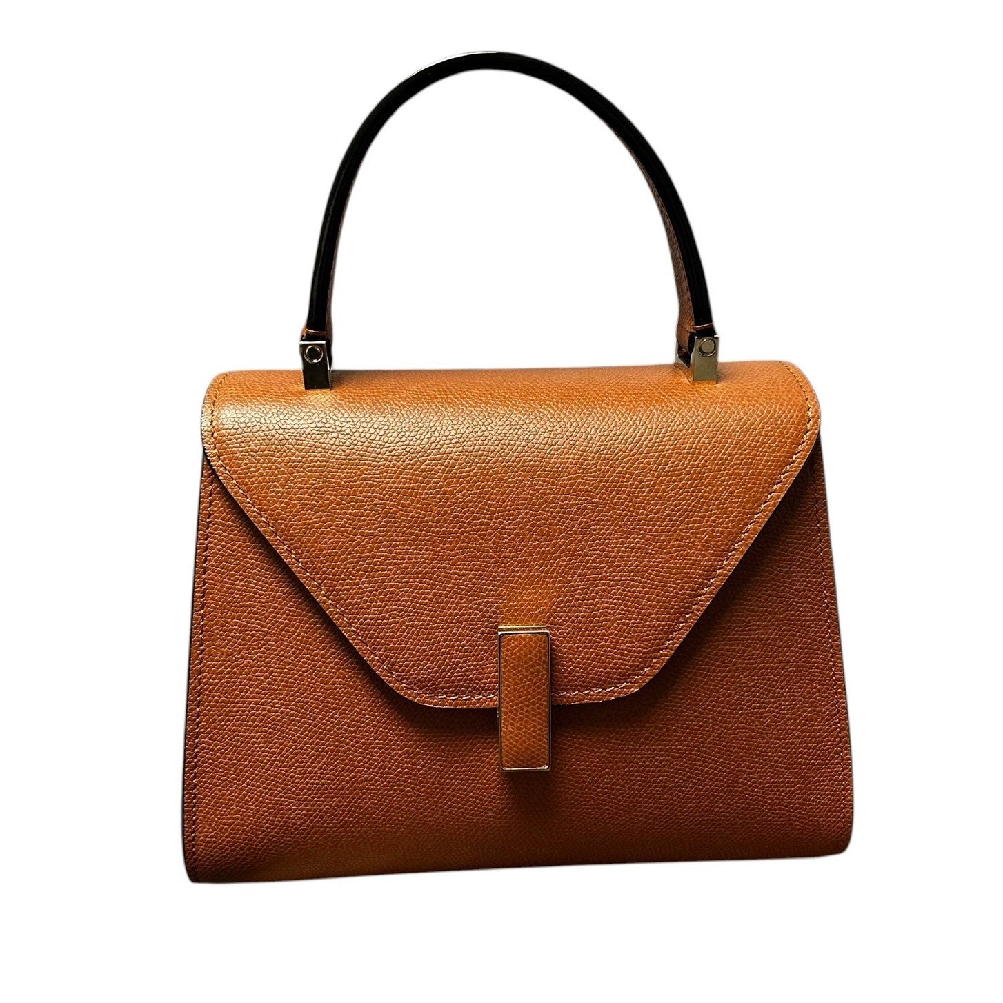 Valextra Havana Brown Iside Foldover Mini Top Handle Leather Bag
