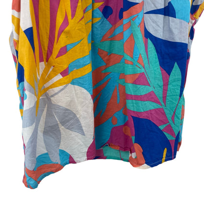 J. Crew Sleeveless Printed Ruffle Top Island Turquoise Neon Floral Print Small