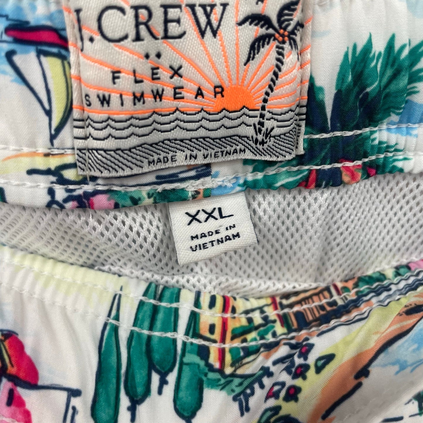 J. Crew Flex Swimwear Trunks Multicolor City Scene Print Mens Size XXL