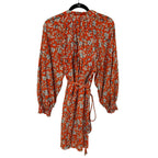 Alice + Olivia Lilian Floral Print Mandarin-Collar Mini Dress w/ Belt Womens 14