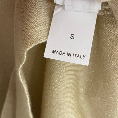 Brunello Cucinelli Gold Metallic Short Sleeve Cashmere Silk T-Shirt Womens Small