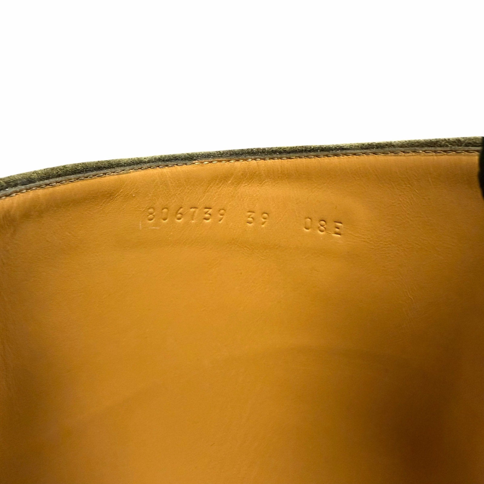 Gucci Slim Horsebit Accent Tall Boots Green Suede Womens Size 39 / US 9 Luxury