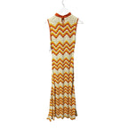 NWT ESCVDO Ivory Yellow Orange Huayna Crochet Knit Maxi Dress Womens Small