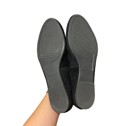 Michael Kors Black Leather Slip On Fara Pom Pom Loafers Womens 10