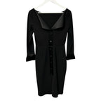 NWT Chiara Boni La Petite Robe Black Sheath Button Back Midi Dress Womens 8