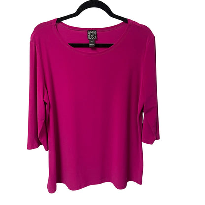 Clara Sun Woo 3/4 Sleeve Fuchsia Pink Spandex Blend Top Womens Plus Size 1X