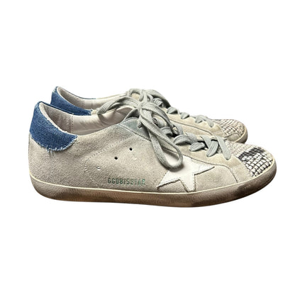Golden Goose Super Star Denim Trimmed Snake Lace Up Sneakers Womens 39 / 9