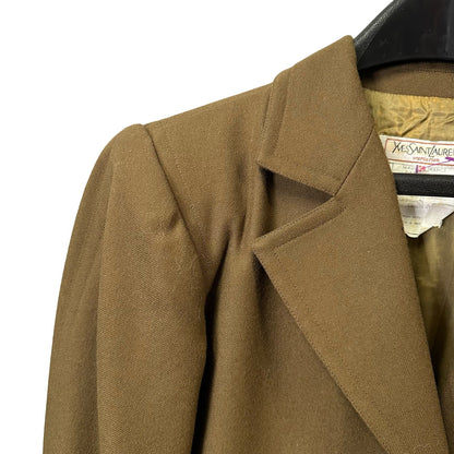 Vintage Yves Saint Laurent 100% Wool Long Puff Sleeve Coat Womens EU 38 / US 8