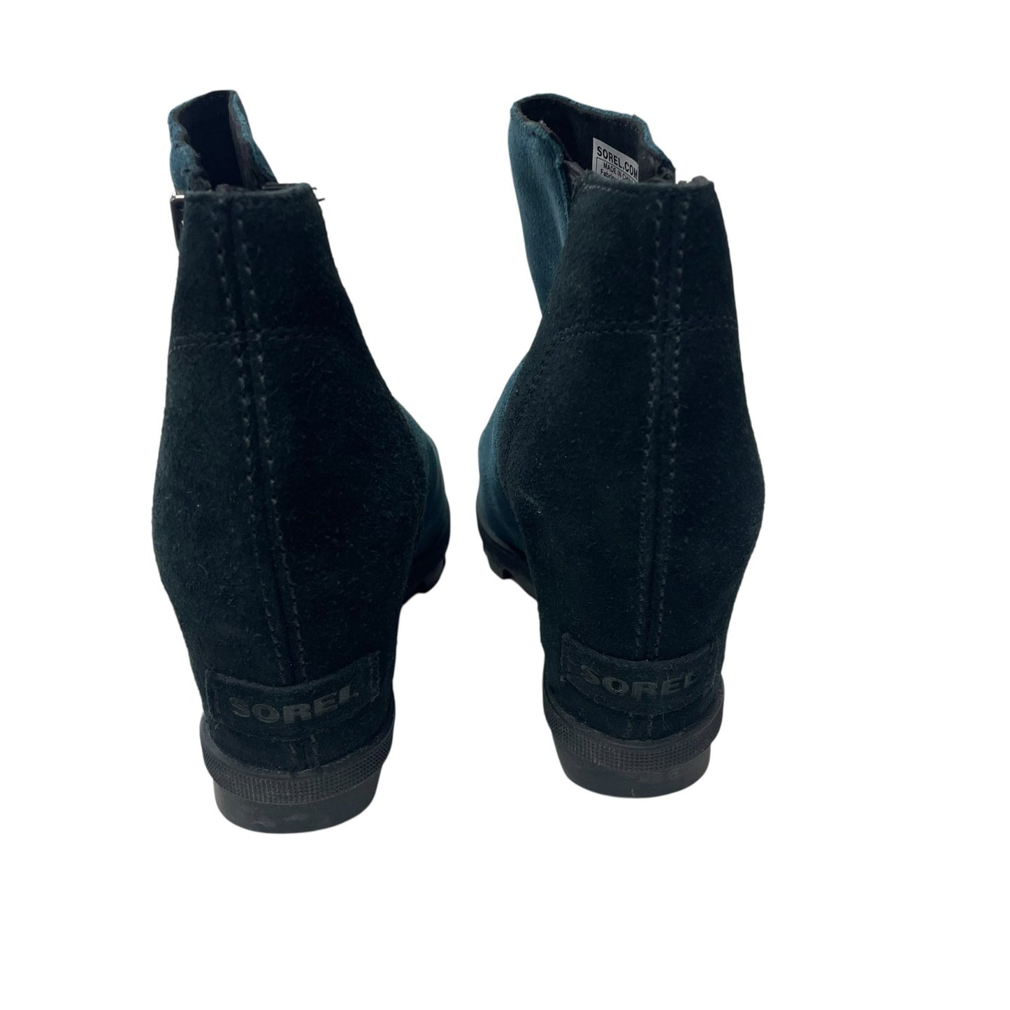 Sorel Joan of Arctic Wedge II Zip Bootie Dark Seas Suede Leather Womens 8