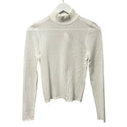 NWT Alice + Olivia Soft White Lanie Pointelle Mock Neck Top Womens Small