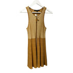 NWT Toccin French Brown Parchment Lex Zip Front Sleeveless Dress Womens Small