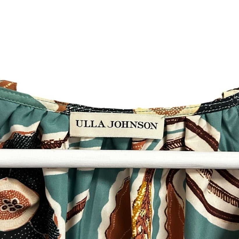 Ulla Johnson Farah Passion Flower Print Tiered Silk Tafetta Mini Dress Womens 2