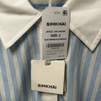 NWT Simkhai Hydrangea Blue White Stripe Belted Midi Shirt Dress Womens 2