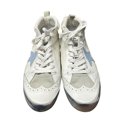 Golden Goose Mid Star Ice Blue Mixed Leather Lace Up Sneakers Womens 39 / US 9