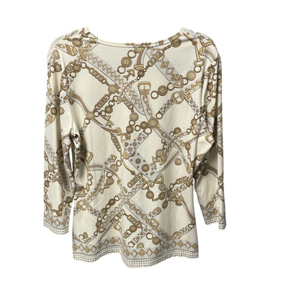 J. McLaughlin Chain Print Cream Gold Catalina Cloth Top Womens XL AS IS