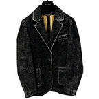 Golden Goose Black Denim Classic Fit Jacket with Velvet Effect Womens 38 / US 2