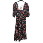 Sea New York Lucinda Smocked Puff Sleeve Maxi Dress Large Floral Tiered Pockets