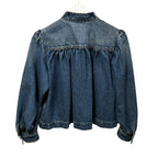 NWT Chloe High Neck Faded Indigo Chain Detail Denim Jacket Womens 36 / US 4