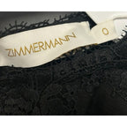 NWT Zimmermann Hypnotic Lace Trim Belted Linen Silk Mini Dress Black US 4