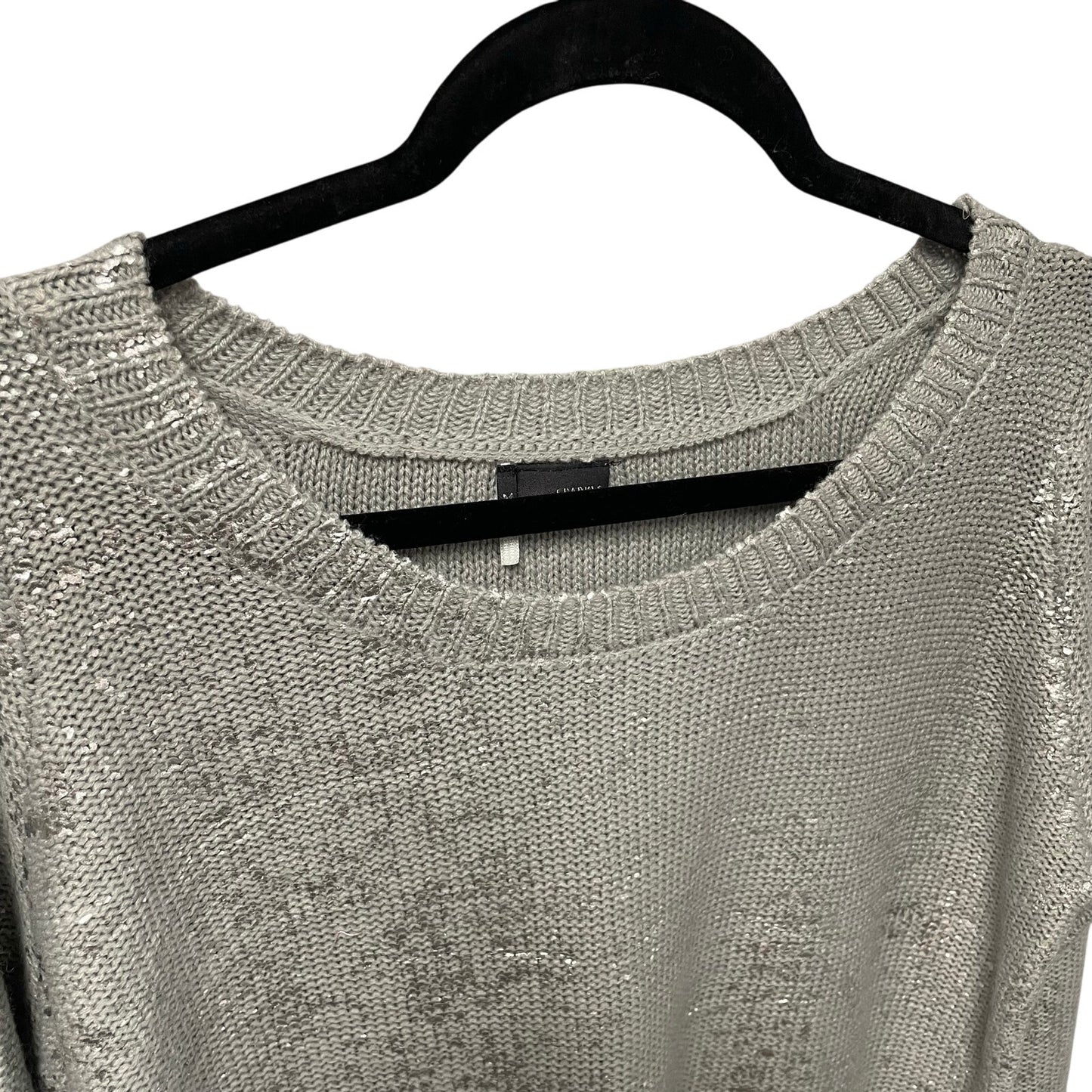 Urban Outfitters Sparkle & Fade Gray Silver Metallic Knit Sweater Womens Medium
