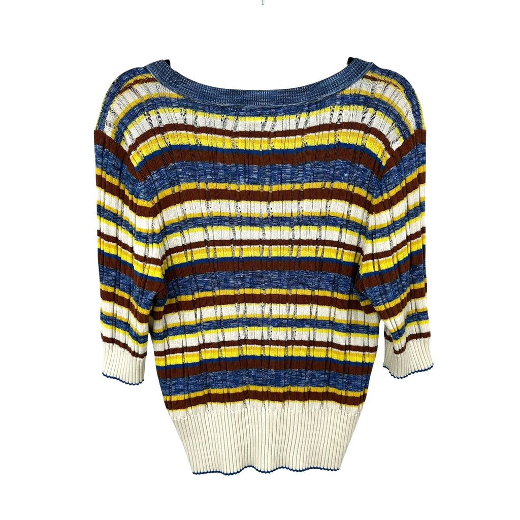 NWT Veronica Beard Stripe Chantal Scoop Neck Ribbed Pullover Sweater Womens XL
