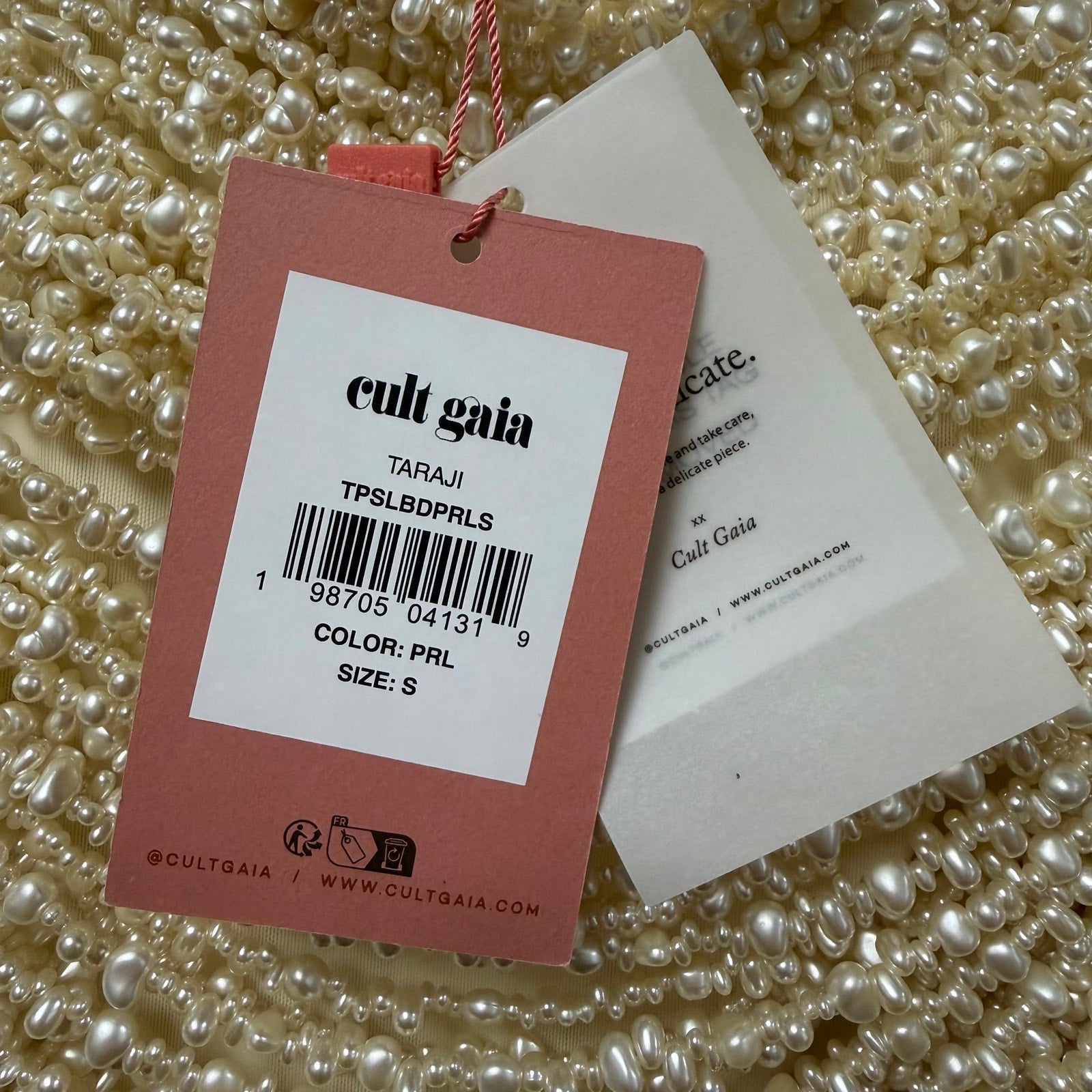 NWT Cult Gaia Taragi Top Hand Beaded Draped Pearl Embellished Womens Small