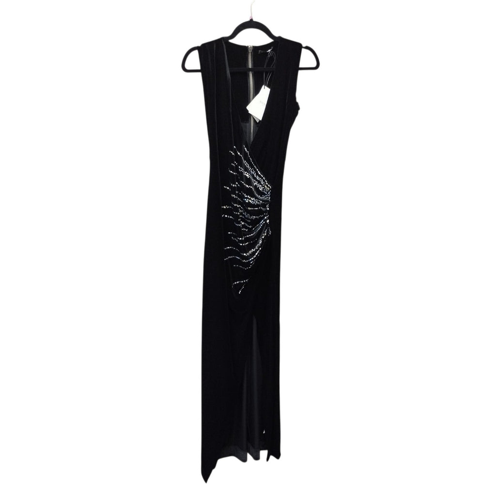NWT Balmain Women Embellished Velvet Maxi Dress 38 US 4 Black Made In Italy Glam