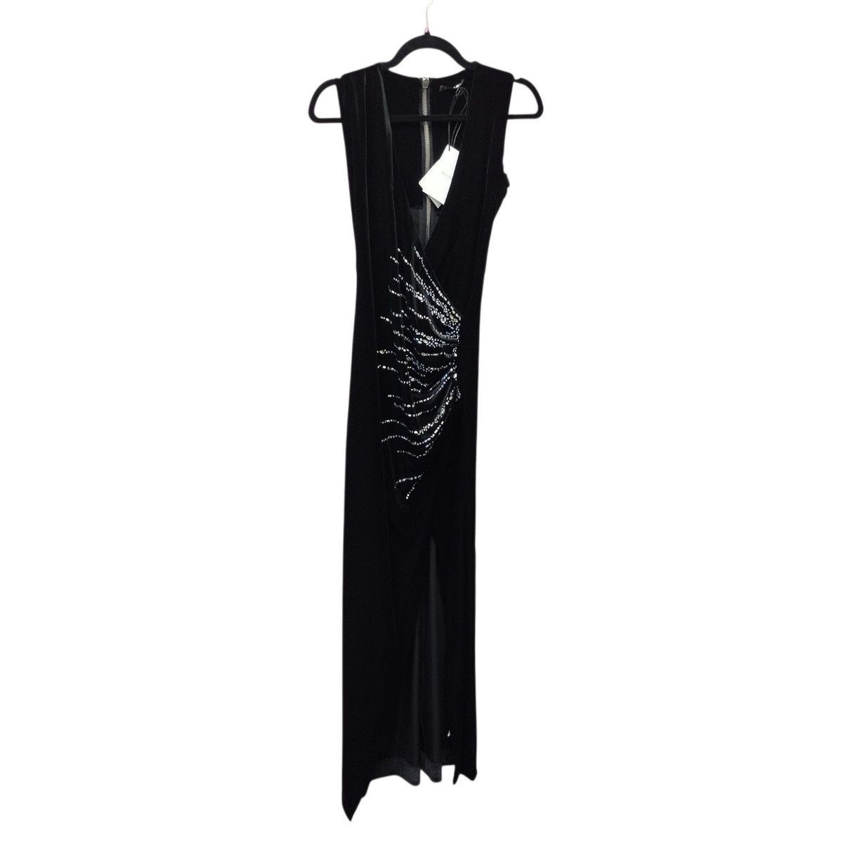 NWT Balmain Women Embellished Velvet Maxi Dress 38 US 4 Black Made In Italy Glam