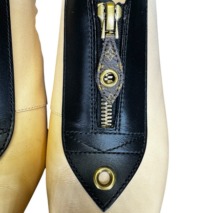 NEW Louis Vuitton Cream Black Calf Leather Allure Slingback Pump Womens 39