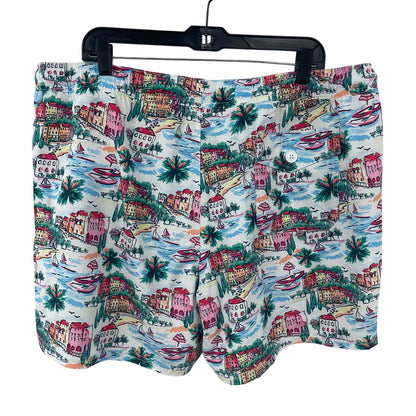 J. Crew Flex Swimwear Trunks Multicolor City Scene Print Mens Size XXL
