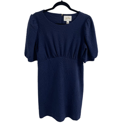 Lilly Pulitzer Kiely Puff Sleeve Jacquard Dress In True Navy Leafy Knit Large