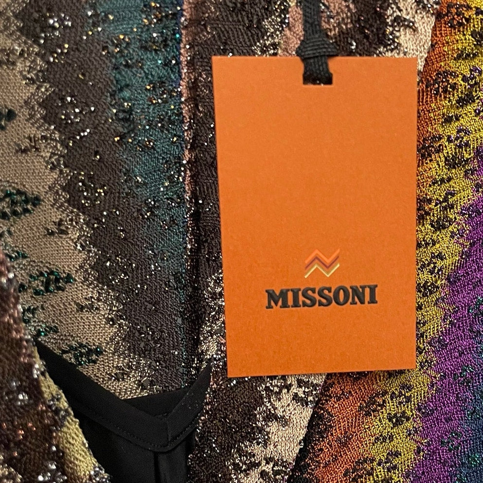 NWT Missoni Stripe Twist Front Raschel Mesh Maxi Dress Multicolor IT 36 / US 0